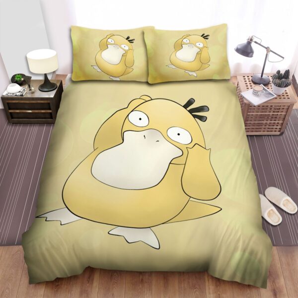 Pokemon Psyduck In Yellow Background Bed Sheets Spread Duvet Cover Bedding Set.jpg
