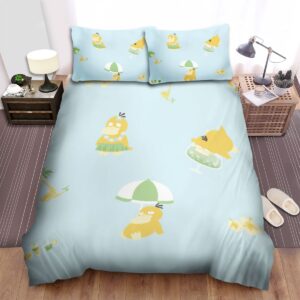 Pokemon Psyduck Pattern Bed Sheets Spread Duvet Cover Bedding Set.jpg
