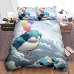Pokemons Funny Sleeping Snorlax In The Sky Bed Sheets Spread Duvet Cover Bedding Set.jpg