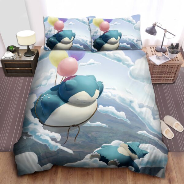 Pokemons Funny Sleeping Snorlax In The Sky Bed Sheets Spread Duvet Cover Bedding Set.jpg