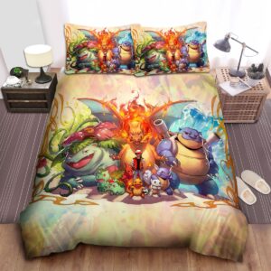 Pokemons Of Red Evolution Bed Sheets Spread Duvet Cover Bedding Set.jpg