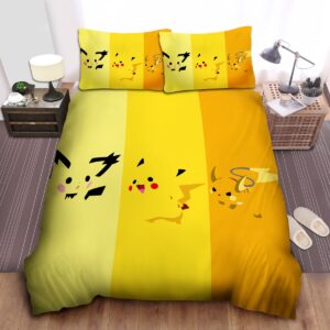 Pokemons Pichu Pikachu Raichu Artwork Bed Sheets Spread Duvet Cover Bedding Set.jpg