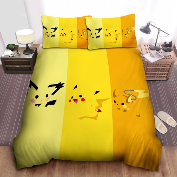 Pokemons Pichu Pikachu Raichu Artwork Bed Sheets Spread Duvet Cover Bedding Set.jpg