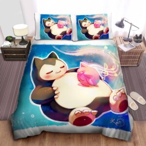 Pokemons Sleeping Snorlax Jigglypuff Bed Sheets Spread Duvet Cover Bedding Set.jpg