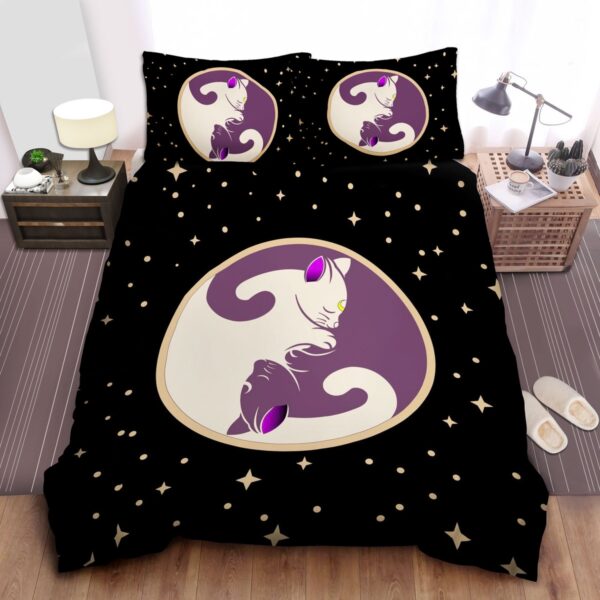 Sailor Moon Black Cat And White Cat Bed Sheets Spread Comforter Duvet Cover Bedding Set.jpg