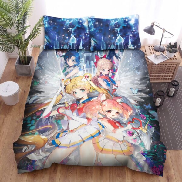 Sailor Moon Sailor Chibi Moon And Sailor Moon Bed Sheets Spread Duvet Cover Bedding Set.jpg