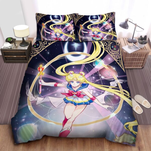 Sailor Moon Usagi Tsukino Using Spiral Heart Moon Rod Bed Sheets Spread Duvet Cover Bedding Set.jpg