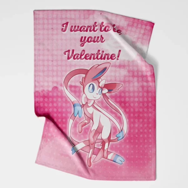 Sylveon Your Valentine Pokemon Fleece Blanket 1.webp