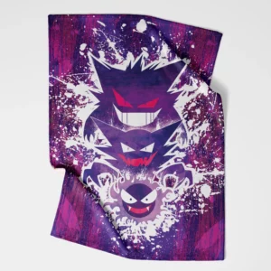 Trippy Ghostly Evolution Ghastly Haunter Gengar Pokemon Fleece Blanket 1.webp