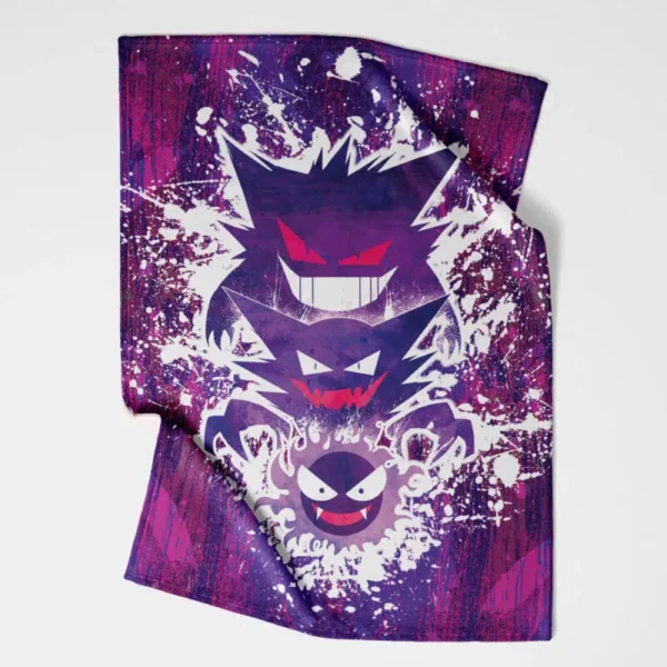 Trippy Ghostly Evolution Ghastly Haunter Gengar Pokemon Fleece Blanket 3.webp