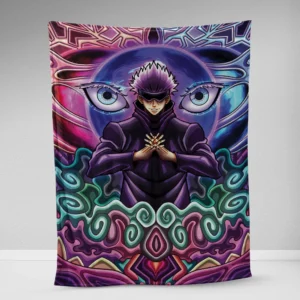 Trippy Gojo Satoru Hollow Purple Jujutsu Kaisen Fleece Blanket 1.webp