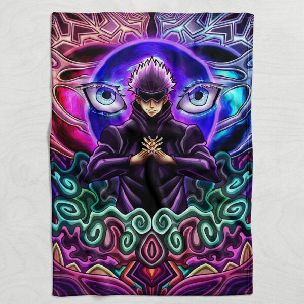 Trippy Gojo Satoru Hollow Purple Jujutsu Kaisen Fleece Blanket 4.jpg