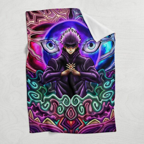 Trippy Gojo Satoru Hollow Purple Jujutsu Kaisen Fleece Blanket 5.jpg