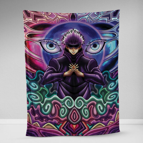 Trippy Gojo Satoru Hollow Purple Jujutsu Kaisen Fleece Blanket 7.jpg
