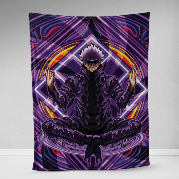 Trippy Meditating Gojo Satoru Jujutsu Kaisen Fleece Blanket 1.webp