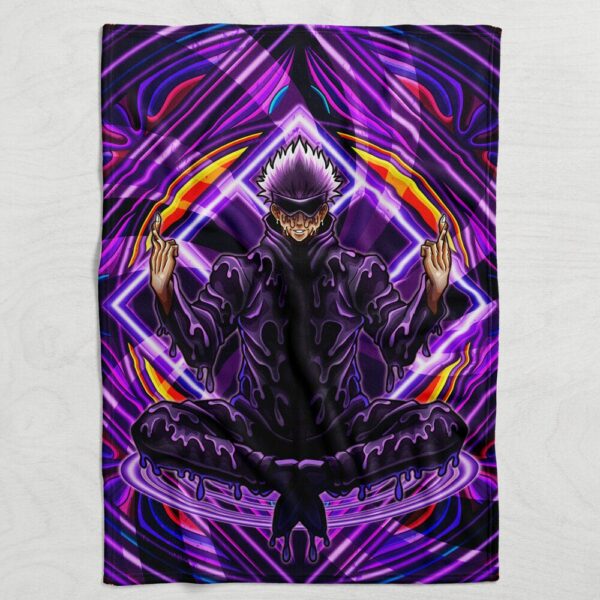 Trippy Meditating Gojo Satoru Jujutsu Kaisen Fleece Blanket 4.jpg