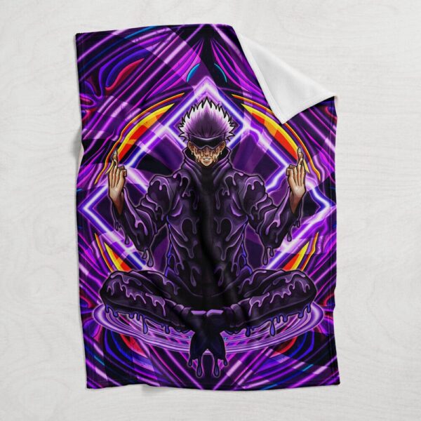 Trippy Meditating Gojo Satoru Jujutsu Kaisen Fleece Blanket 5.jpg