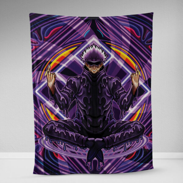 Trippy Meditating Gojo Satoru Jujutsu Kaisen Fleece Blanket 7.jpg