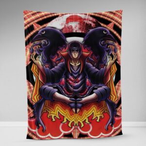 Trippy Meditating Itachi Akatsuki Fleece Blanket 1.jpg