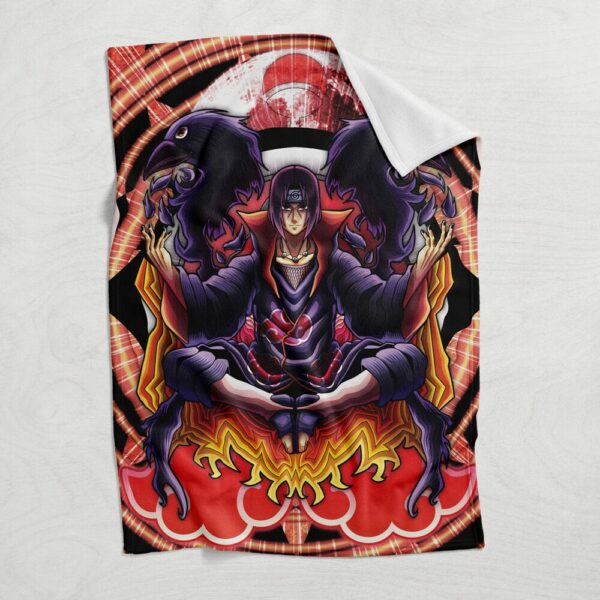 Trippy Meditating Itachi Akatsuki Fleece Blanket 3.jpg