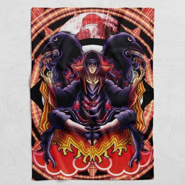 Trippy Meditating Itachi Akatsuki Fleece Blanket 6.jpg