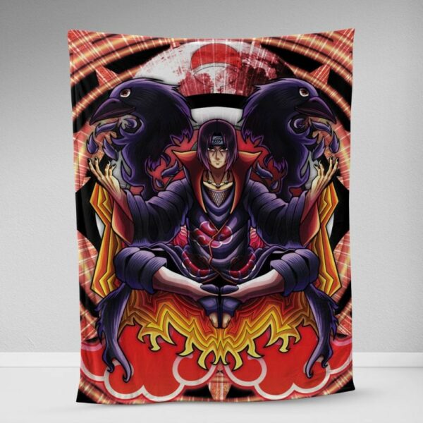 Trippy Meditating Itachi Akatsuki Fleece Blanket 7.jpg