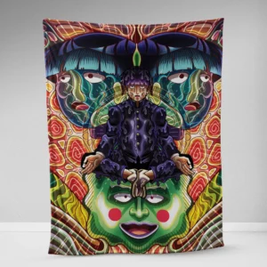 Trippy Meditating Shigeo Kageyama Mob Psycho 100 Fleece Blanket 1.webp
