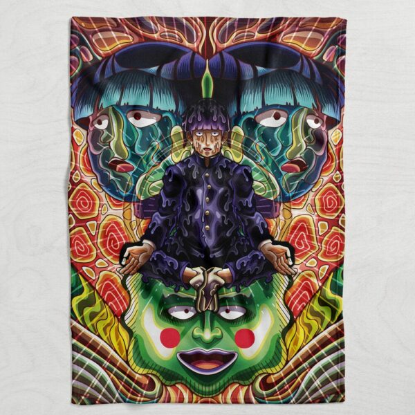 Trippy Meditating Shigeo Kageyama Mob Psycho 100 Fleece Blanket 5.jpg
