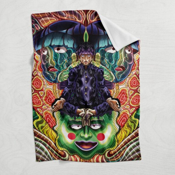 Trippy Meditating Shigeo Kageyama Mob Psycho 100 Fleece Blanket 6.jpg