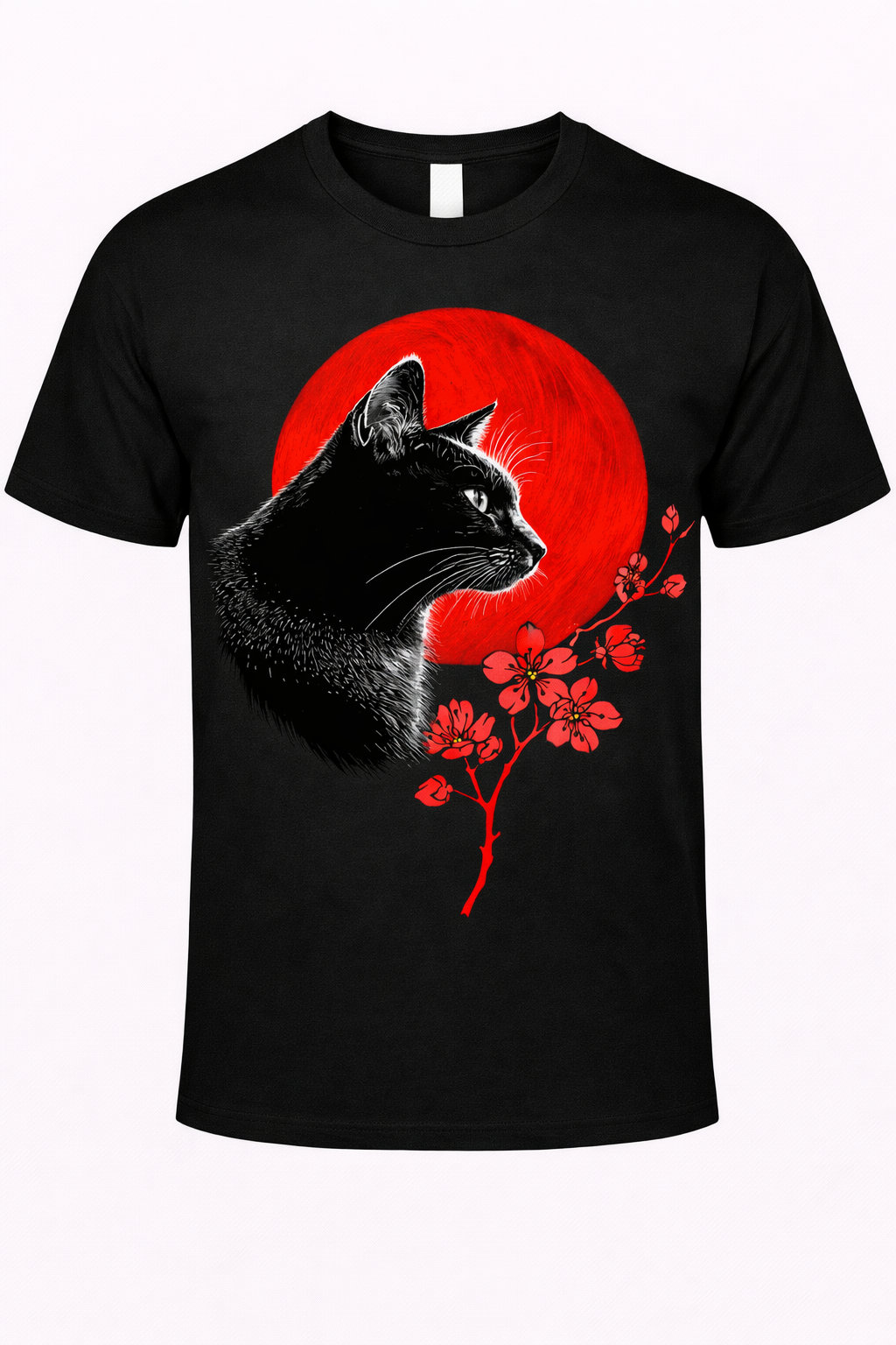 Black Cat & Red Moon Silhouette Tee