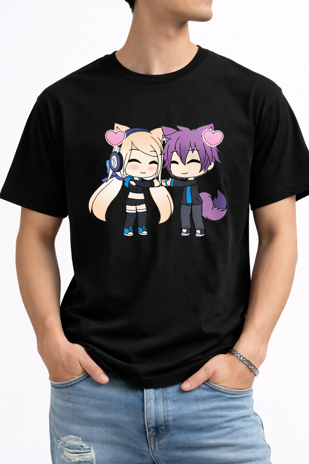 Cute Hearts Chibi Couple T Shirt 2
